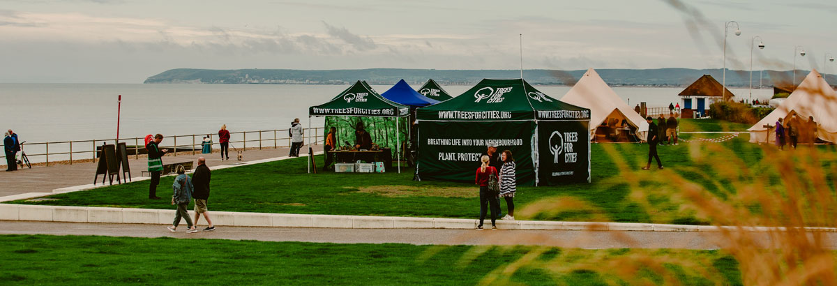 Four Trees For Cities gazebos on the seafront