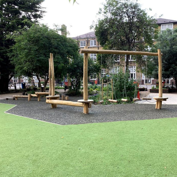 Play area climbing frame made from timber